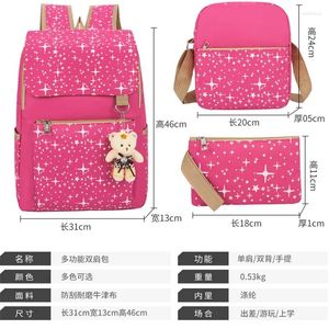 Schooltassen College Style Driedelige rugzakken voor meisjes Satchel Beknopte Hoge Bagpack Tieners Tiny Spot Book Leuke hanger