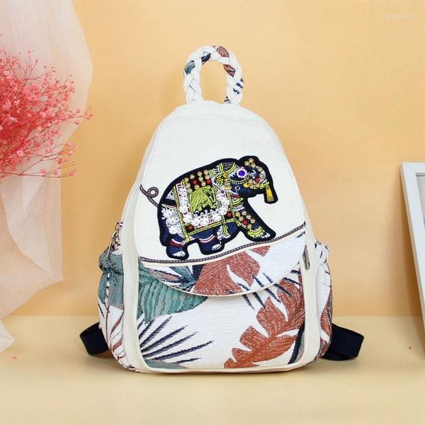 ¡Mochilas escolares que vienen Vintage para mujer, mochilas con apliques de cuerda! bonitos estampados de animales bohemios Backrack Top al por mayor Lady Canvas Backruck