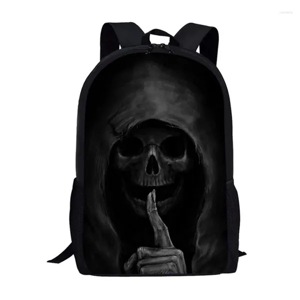 Sacs d'école cool noir Funk crâne 3D impression sac à dos pour garçons filles sac à dos adolescent enfants livre sac décontracté épaule cartable