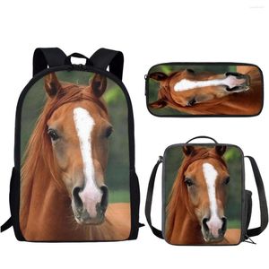 Sacs d'école motif cheval fou adolescents ensemble mignon Animal étudiants Bookbag dessin animé impression enfants décontracté sac à dos pour ordinateur portable Mochila