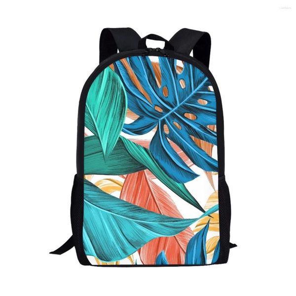 Mochilas escolares con estampado creativo de hojas para estudiantes universitarios, mochila para adolescentes, mochila de alta capacidad para niñas y niños, estilo universitario