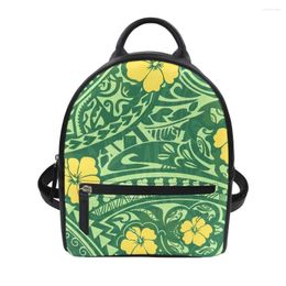 Schooltassen Cumagisch Polynesisch ontwerp Greentibal bloemenprint Mini Leather Women Backpack Outdoor Leisure Schouder voor dames