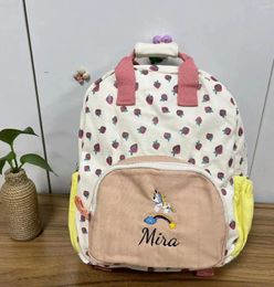 Sacs d'école personnalisés votre nom Strawbreey mignon filles sac à dos sac à dos pour ordinateur portable sac à main le sac à repas isolé sac sac à main