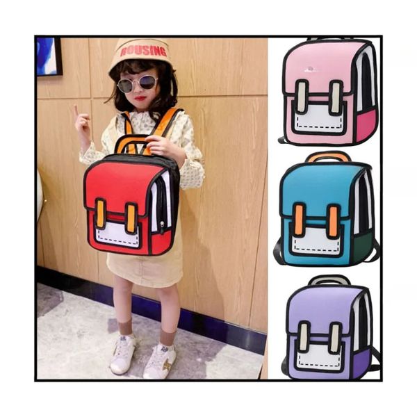 Bolsas escolares Lindo dibujo en 2D Bolsa de dibujos animados Mochila de anime Estilo de salto 3D Mochila escolar para estudiantes Kawaii Mochila para adolescentes Mochila divertida para niños Viajes 231010