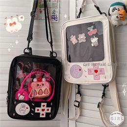 Schooltassen Cute Clear Kawaii Ita Backpack Pin Dispaly Transparant Rucksack Women Shoulder Bunny Girls Japanse Lolita H225 230317