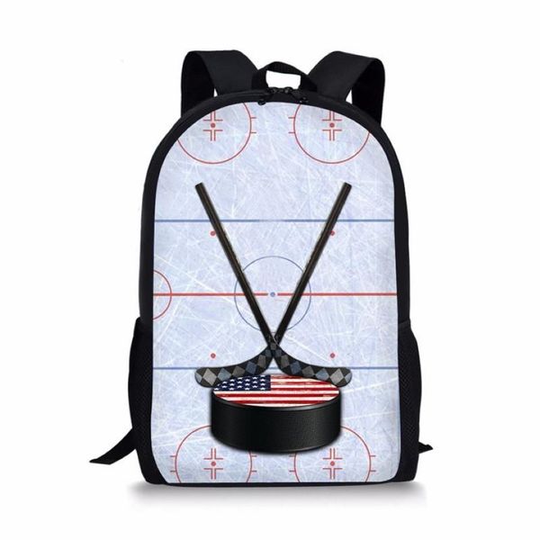 Sacs d'école mignonnes Ice Hockey 3D imprimés pour garçons adolescents filles enfants sac à dos d'étudiant sac de livres de voyage Bagpack Mochila Escolar2028