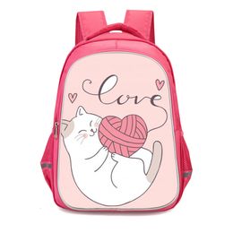 Sacs d'école mignon enfants sacs étanche grande capacité amour de chat imprimer enfants sac à dos filles beaux étudiants 230210