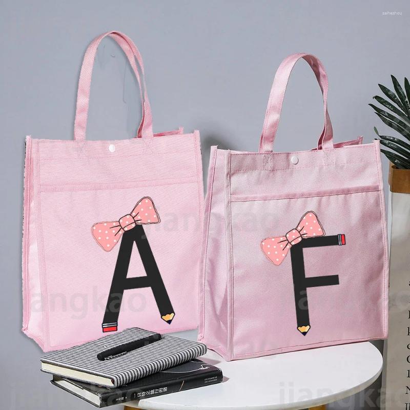 School Bags Cute Pencil Initial Print Student Multifunctional Oxford Storage Large Capacity Tuition Bag Tote Girl Learn