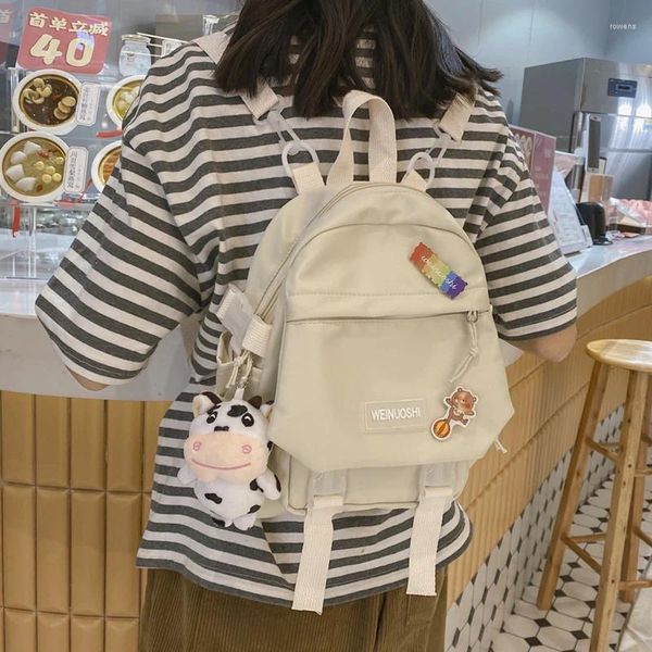 Sacs d'école mignon petit sac à dos Kawaii femmes Nylon voyage sac étanche pour adolescents filles mode noir 818