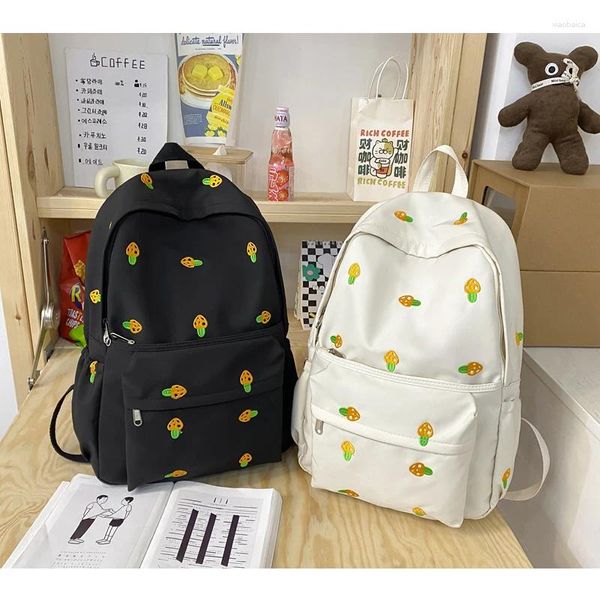 Mochilas escolares lindas para mujer, mochila informal Kawaii para hombre, bolso de viaje con flores de alta calidad para adolescentes, mochila para libros