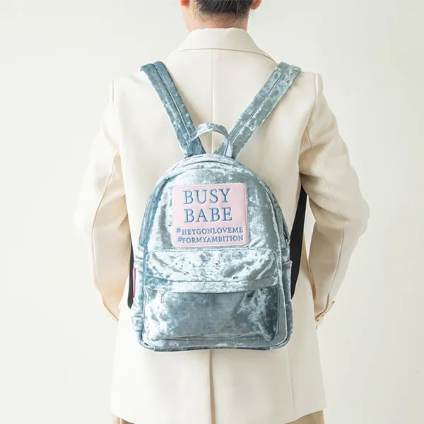 Sacs d'école Designer Brand Velvet Backpack Suede Preppy Preppy Pink Student Satchel Mochila pour les femmes vendant