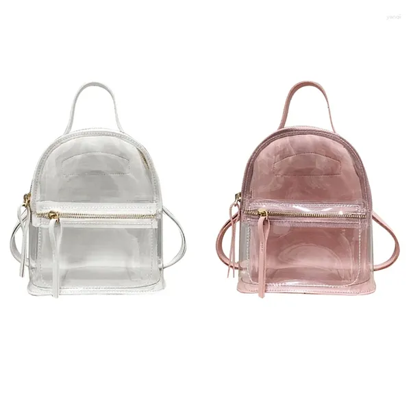 Bolsas escolares DOME 2 PCS Mochila transparente Moda para mujer Bolso de mujer de alta calidad Viaje Rosa Blanco