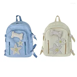 Bolsas escolares E74B Paquete de gran capacidad para mochila de niña con decoración de estrella de hueso Mochila de estudiante