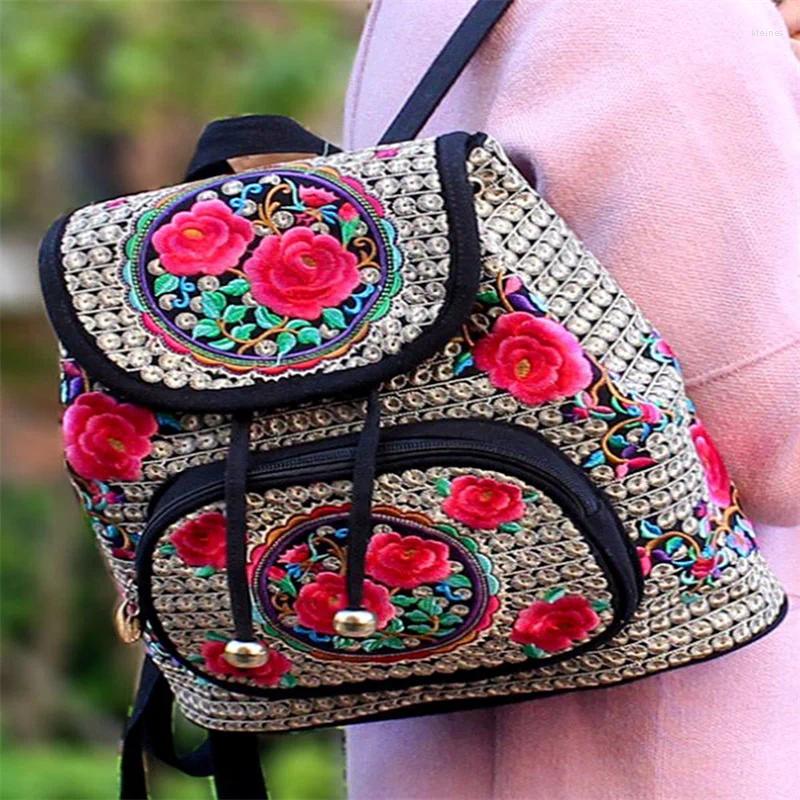 Школьные сумки, рюкзак с этнической вышивкой, женский рюкзак с цветочной вышивкой в стиле ретро, высокое качество, изысканная особенность
