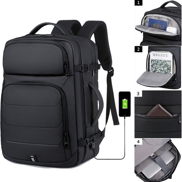 Sacs d'école extensibles hommes 17 pouces sacs à dos d'ordinateur portable sac étanche pour ordinateur portable USB cartable sport voyage Pack sac à dos pour homme 230905