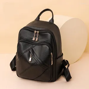 Sacs d'école Mode Sac à dos pour femmes 2024 Sac pour femmes européennes et américaines Sac en cuir souple Simplicité Grande capacité