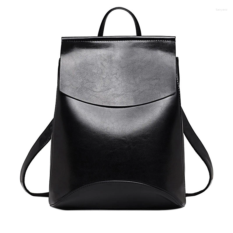 School Bags Fashion Backpack Leather Girl One Shoulder Black Bag