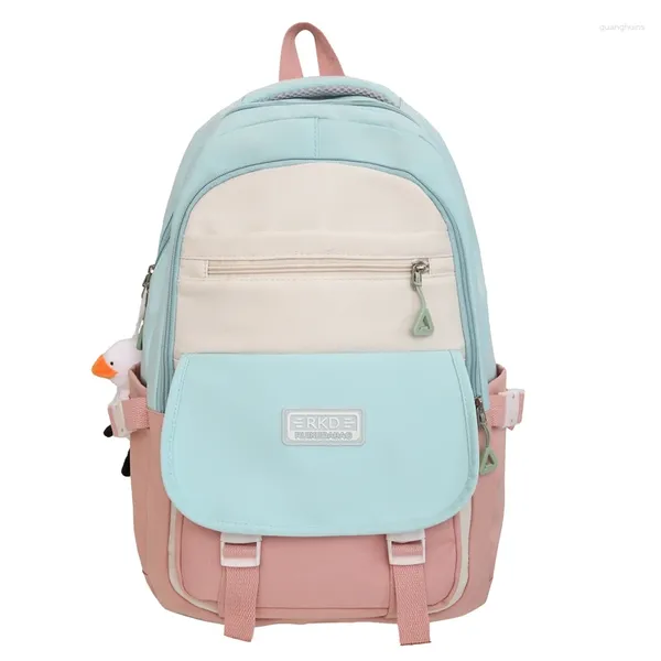 Bolsas escolares Moda Casual Mochila con paneles Nylon Lindo Portátil de lujo Mujeres Mujer 2023 Viaje Estudiante Universidad Bolsa