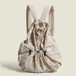 Sacs d'école mode cordon conception sacs à dos grande capacité en Nylon souple sac à bandoulière voyage décontracté dames plissé