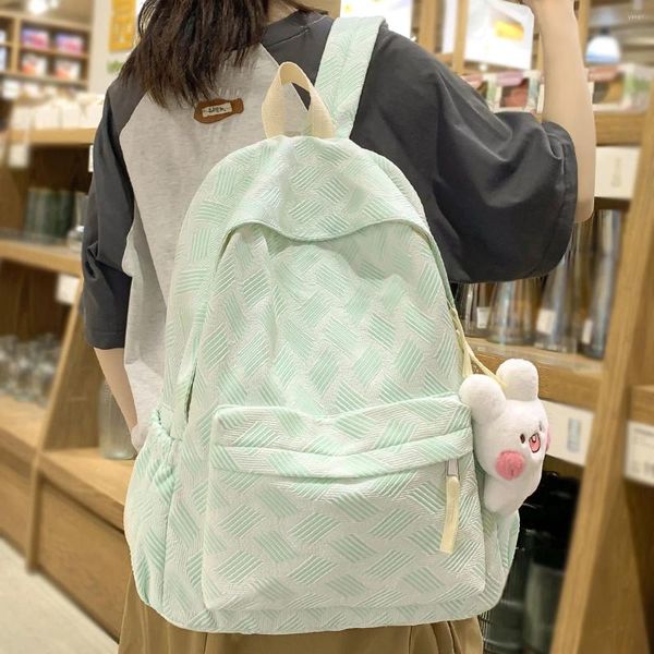 Mochilas escolares moda femenina bolso Kawaii lindo de moda verde señoras Nylon viaje portátil Cool mujeres universidad mochila chica libro estudiante