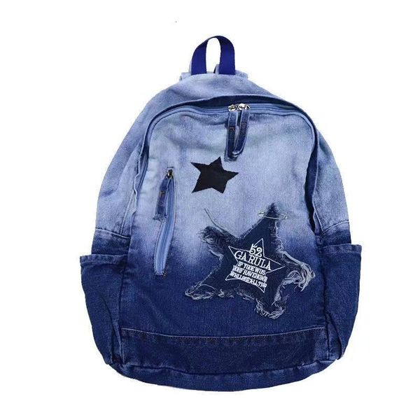 Bolsas escolares Moda Chicas Patrón de estrella Mochila de mezclilla Casual Azul para mujeres Mochilas para niños Personalidad Y2k Gradiente Niños 230331