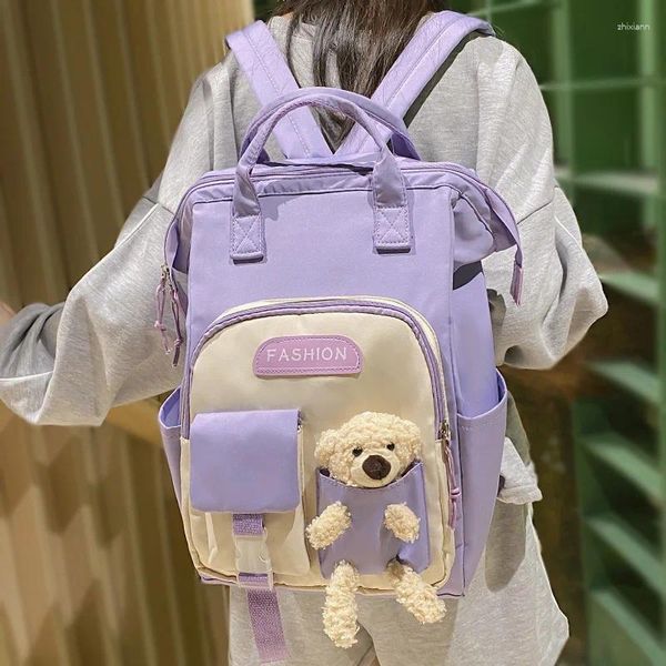 Sacs d'école Fashion Lady Kawaii imperméable maman sac fille mignon voyage sac à dos femmes dessin animé en nylon à la mode femme ordinateur portable collège