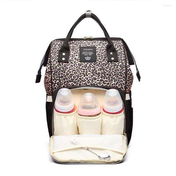Mochilas escolares moda leopardo Oxford mochila bolsa mamá gran capacidad multifunción impermeable bebé viaje al aire libre pañal Bolsos