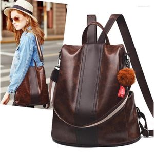Sacs d'école Sacs à bagages à la modeMulti-Purpose Anti-Theft High Capacity PU Leather Backpack For Women Bag