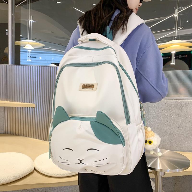 Skolväskor mode nylon ryggsäckar för kvinnor 2023 canvas bokväska axel ryggsäck japansk tecknad studentväska feminina mochila