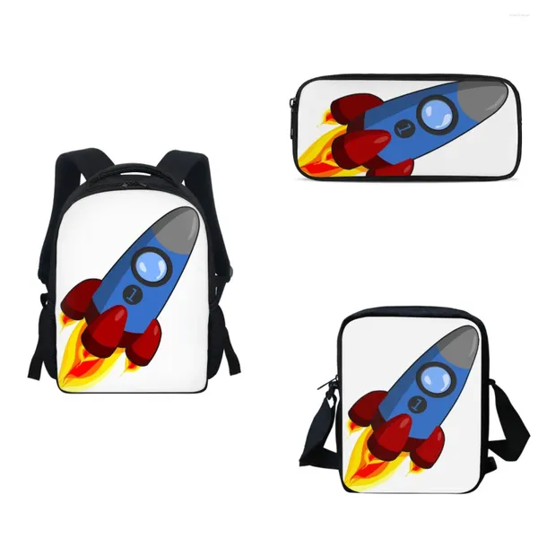 Bolsas escolares Bolso de estampado de cohetes de moda para niñas de 5 a 6 años Crossbody Man mochila casual lápices de bolsas regalo de papelería