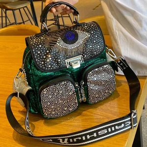 Sacs d'école mode femmes sac à dos grande capacité sac à bandoulière voyage diamant PU cuir sacs à dos filles marque de luxe Mochilas