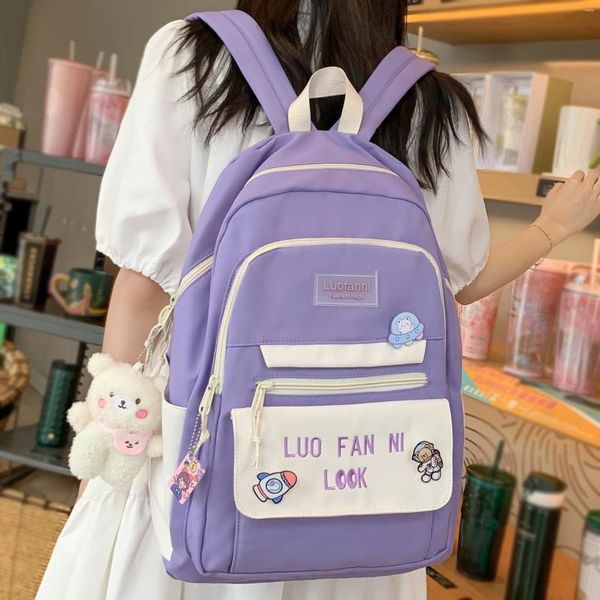 Sacs d'école mode femmes haute capacité Harajuku sac à dos dame violet Kawaii livre sac femme ordinateur portable collège fille voyage