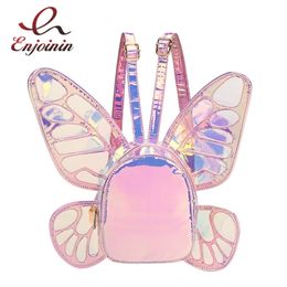 Schooltassen mode dames laser mini rugzak vlinder angel vleugels dagpack voor meisjes reizen casual tas holografisch leer 221105