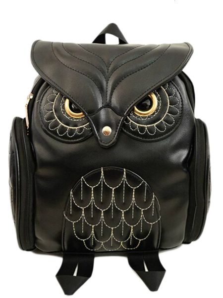 Bolsos escolares Mochila con bordado de búho de cuero de imitación para mujer Bolso de hombro 230417