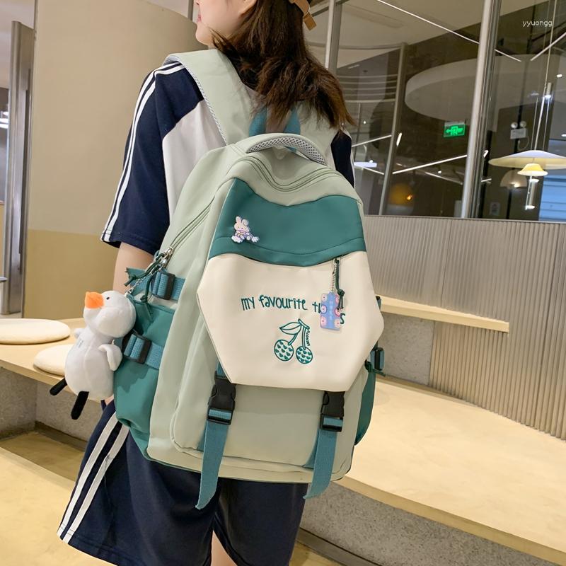 Torby szkolne Kobieta 2023 Wysokiej jakości nylonowy plecak Waterproof Waterproof Cute Book Bag Laptop Młodzież Multi Pocket Travel Girl