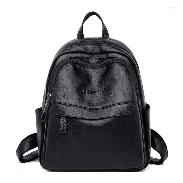 Sacs d'école Sacs à dos en cuir pour femme Sacs à dos pour dames de haute qualité Designer de luxe Grande capacité Sac à dos décontracté Fille Mochilas Sac A Dos