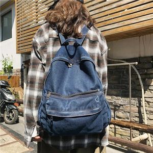 Schooltassen Dames Vintage Denim Stof Boek Rugzak Student Casual Reizen Jeans Zachte stoffen zakken Ruime laptop Alledaagse knapzak