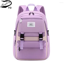 Bolsas escolares mochila púrpura fengdong para niñas bolsas de libros altos impermeables