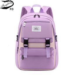 Mochilas escolares Fengdong mochila escolar púrpura para niñas mochila de escuela secundaria mochila ligera impermeable mochila para estudiantes mochila para adolescentes 230408