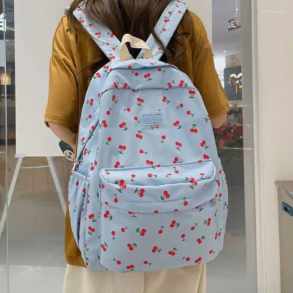 Sacs d'école Impression florale Mignon Femme Sac à dos Adolescents Garçons Filles Étudiant Livre Sac 2024 Collège Voyage Sac À Dos