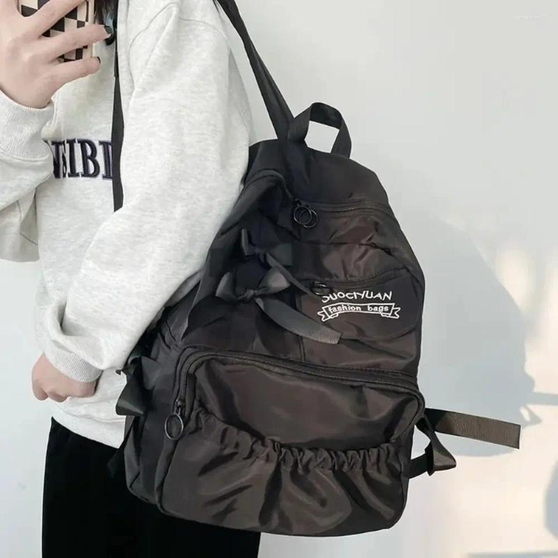 Schooltassen Flower Bow Backpack Kawaii Canvas College Style Studenten Bag grote capaciteit reisschouders Tiener