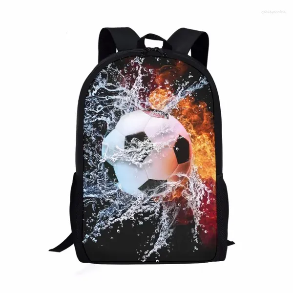 Mochilas escolares con estampado 3D de fútbol y fuego, bolsa para estudiantes, libros para niños y niñas, mochila informal para adolescentes, mochilas de almacenamiento para hombres y mujeres