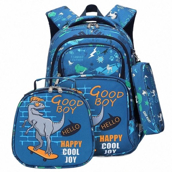 Sacs d'école pour sacs à dos d'école pour enfants pour adolescents filles garçons Carto Dinosaur Anime sac à dos boîte à lunch avec étui à crayons 16Ql #