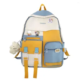 Sacs d'école pour filles, avec pendentif, résistant à l'usure, fermeture éclair, mignon, multi-poches, en Nylon, cadeau, sac à dos souple, décontracté