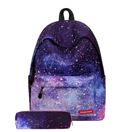 Sacs d'école pour adolescentes Space Galaxy Printing Black Fashion Star 4 Colors T727 Univers Backpack Women199b
