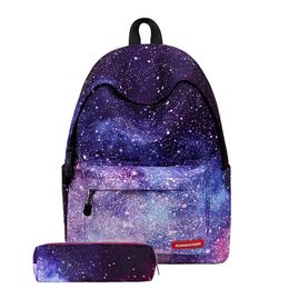 Sacs d'école pour adolescentes Space Galaxy Printing Black Fashion Star 4 Colors T727 Univers Backpack Women2953