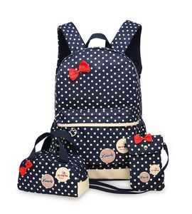 School Bags for Teenagers Girls Schoolbag Large Capacity Ladies Dot Printing School Backpack set Rucksack Bagpack Cute Book Bags Y18110107