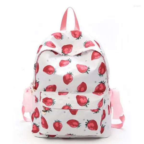 Bolsas escolares estilo fresco fruta fresa impresión mochila rosa arco niña bolsa viaje