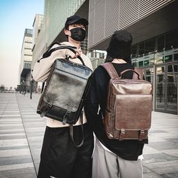 Schooltassen Fularousi Brand Fashion Laptop Backpack For Men Business Notebook Bag Travel Women Pu 230816