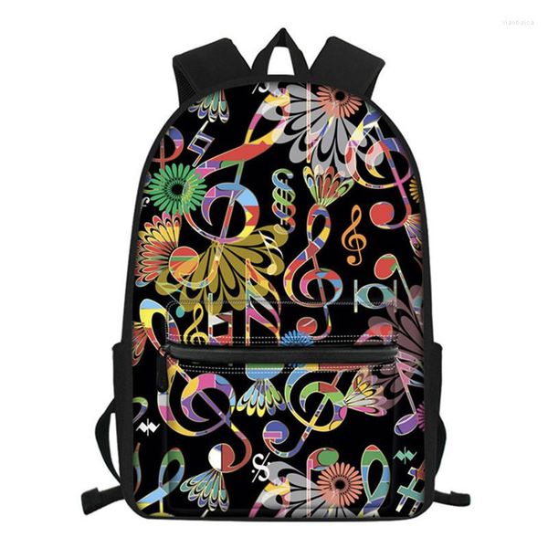 Sacs d'école Funny Music Note Imprimé Étudiant Bookbag Haut Sac À Dos Pour Filles Garçons Design Coloré Enfants